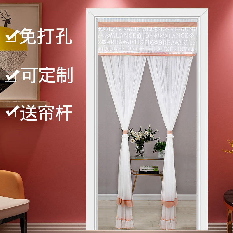电脑绣花门帘免打孔简约时尚