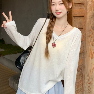 纯色高级感简约微透防晒罩衫 宽松休闲百搭白色上衣 女2025夏季 新款