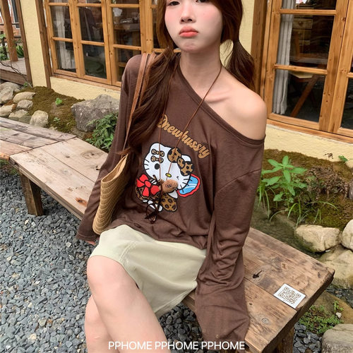 美式卡通KT猫印花防晒罩衫上衣女