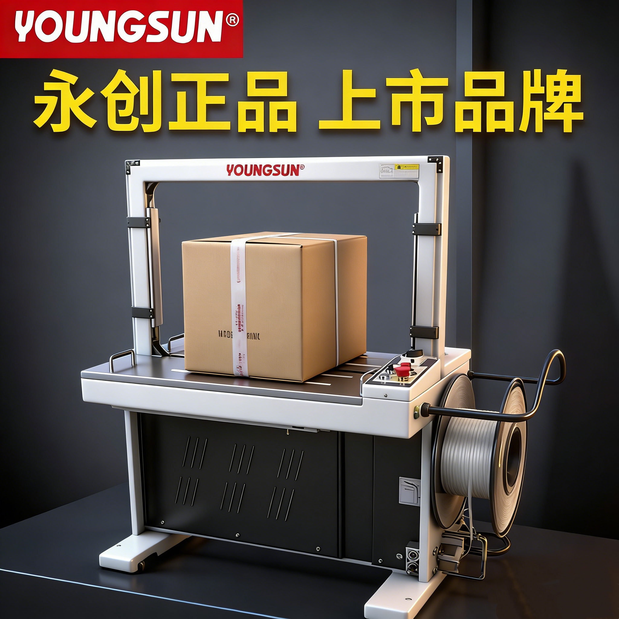 永创全自动打包机全自动封箱打包机自动捆扎带收紧一体纸箱打包机