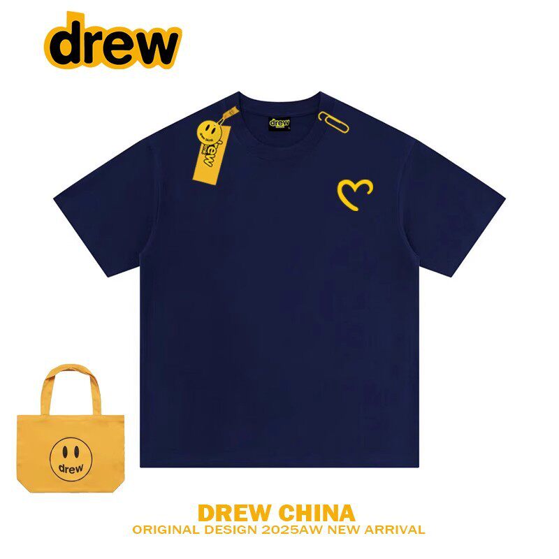 Drew笑脸半心短袖小众潮牌美式宽松百搭男女夏季休闲T恤圆领半袖
