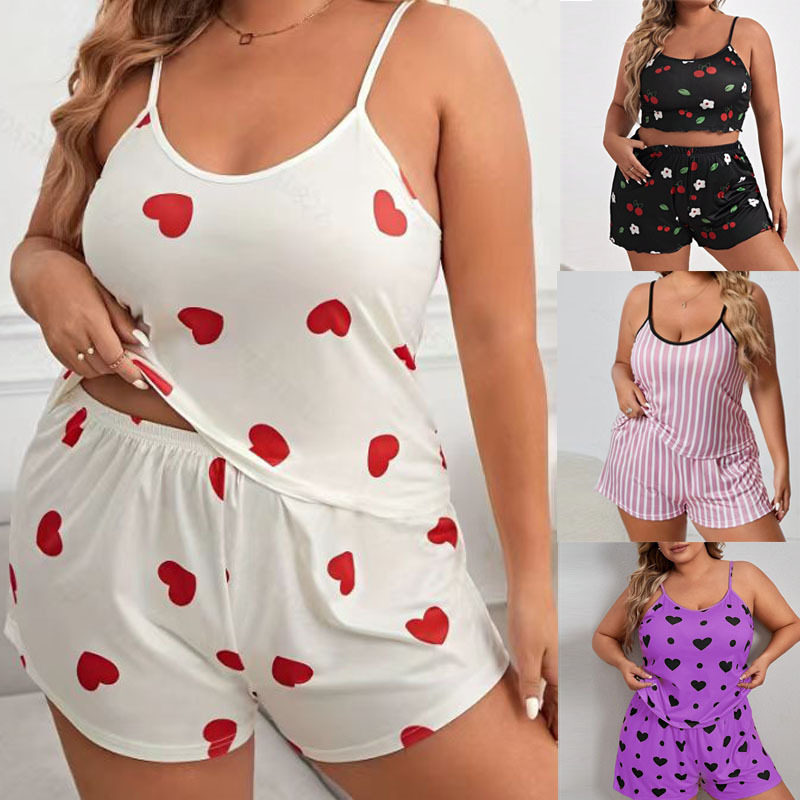 女夏季抹胸吊带家居服套装 Womens Summer Tube Cami Lounge Set