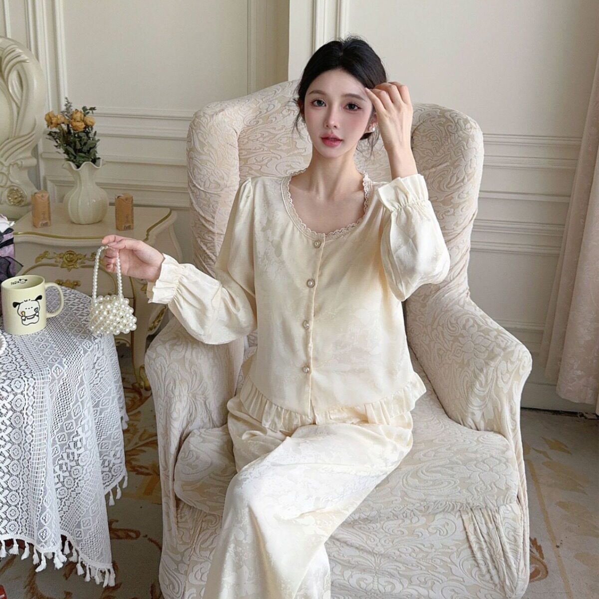睡袍浴袍睡衣长裤秋季 Womens Autumn Sleep Robe Pajama Pants