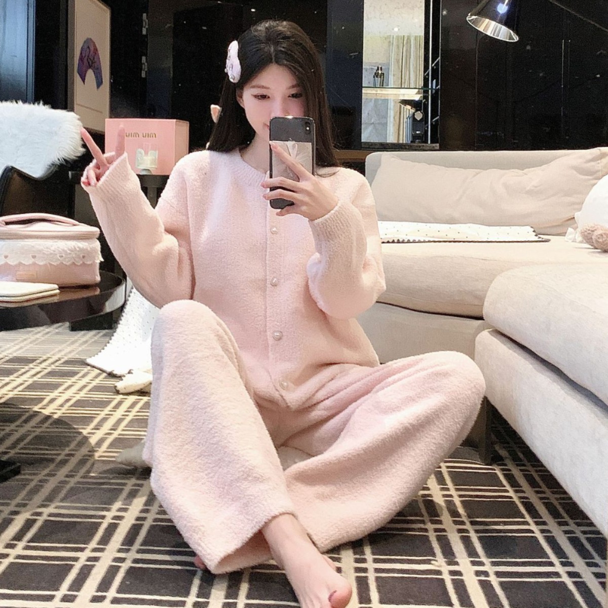 浴袍家居服纯色气质 Womens Solid Color Elegant Homewear Robe
