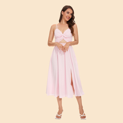 度假海边连衣裙女装vacation beach summer pink dress for women