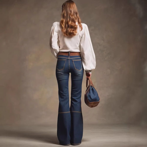 高腰牛仔喇叭裤修身显瘦街头复古 daily denim flare pants women