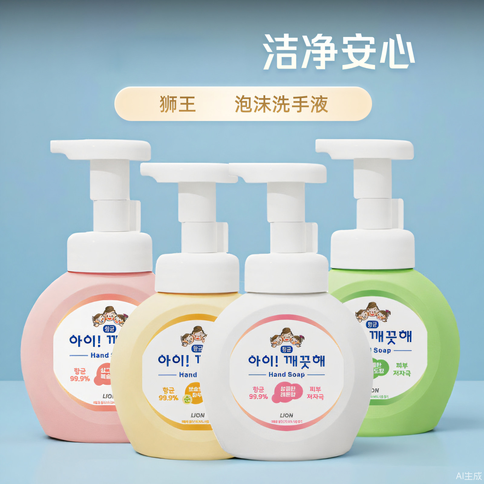 韩国正品LION狮王泡沫洗手液清洁清爽补充装瓶装男女通用