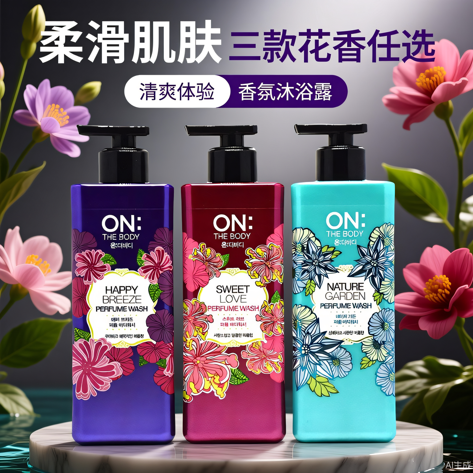 韩国LG ON香水花香润肤身体乳沐浴露保湿滋润持久留香全身男女用