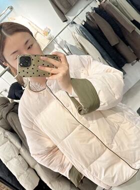 2025韩系圆领撞色短款羽绒服冬季新款小个子面包服简约宽松外套