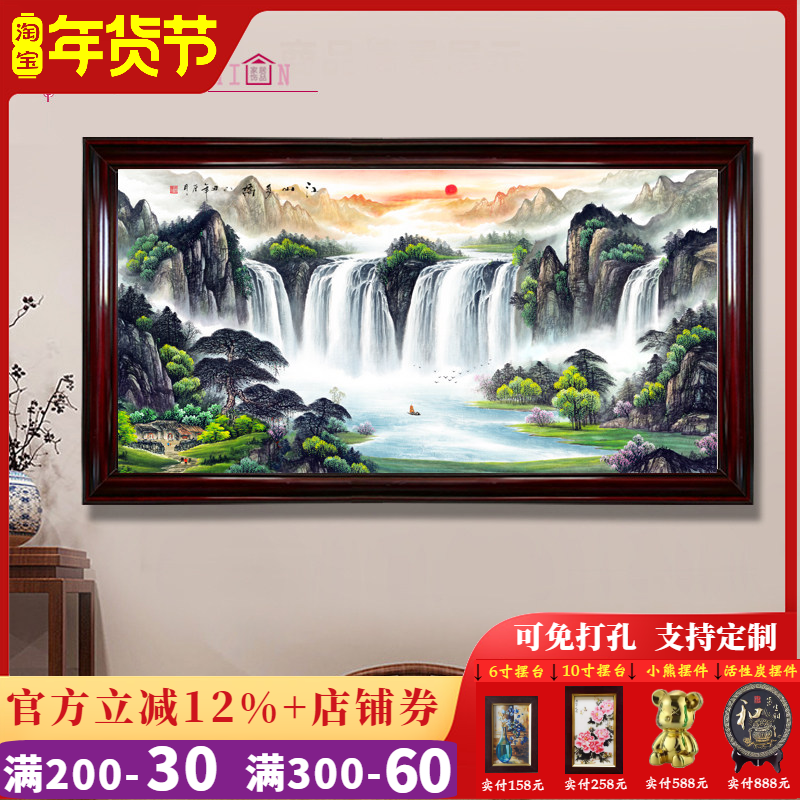 电表箱装饰画中式免打孔遮挡配电箱大尺寸电闸箱液压上翻山水挂画,家居饰品,国画,淘宝优惠券,粉丝福利购,淘宝优惠卷