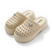 2025防滑增高半拖鞋 夏季 蝴蝶拖外穿女 洞洞鞋 高跟包头厚底镂空时尚