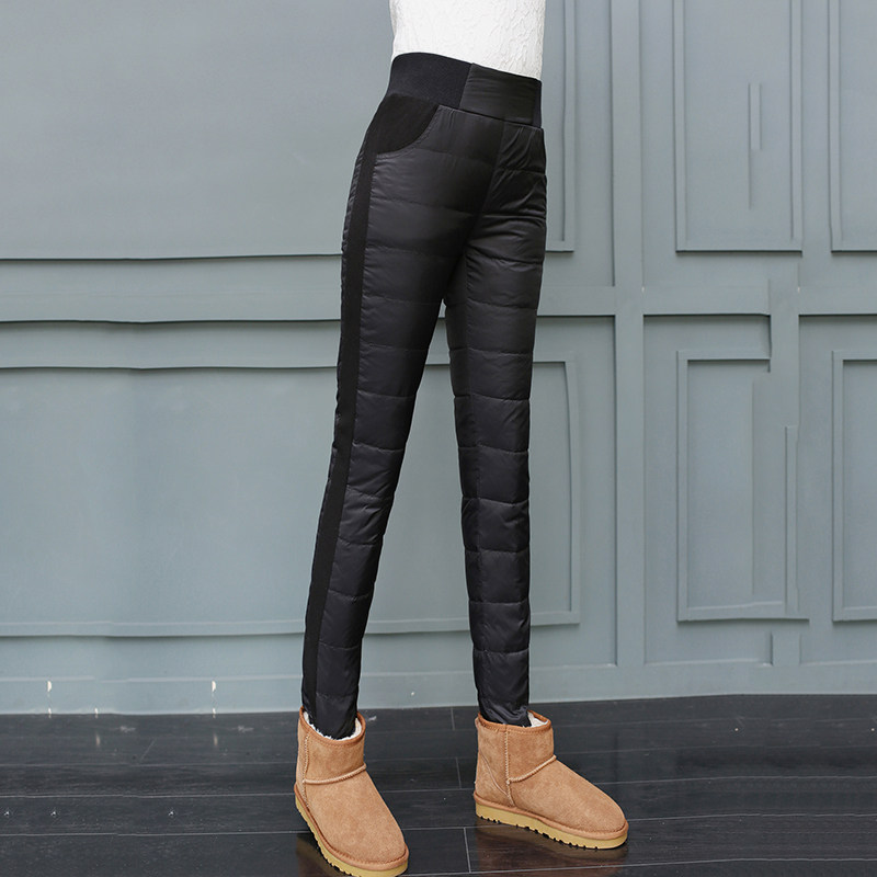 羽绒裤女外穿高腰铅笔裤显瘦鸭绒裤修身保暖棉裤加厚长裤小脚裤
