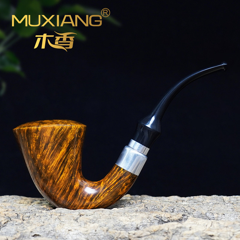 进口石楠木烟斗手工实木匈牙利大弯斗传统老式过滤男士专用具配件