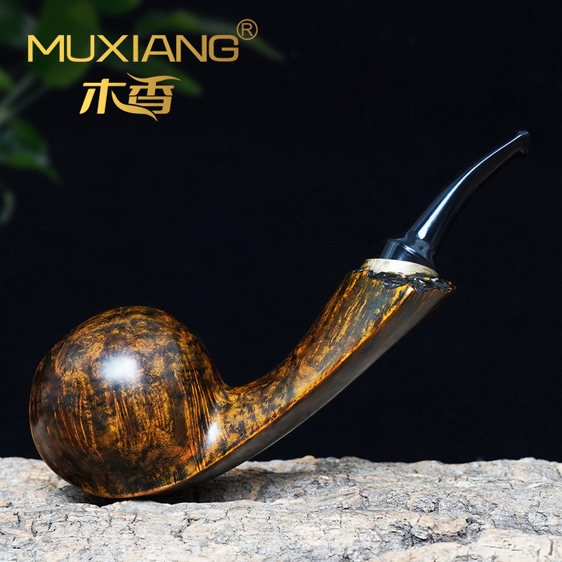 进口石楠木烟斗手工实木宽尾河豚斗传统老式过滤男士专用烟具配件