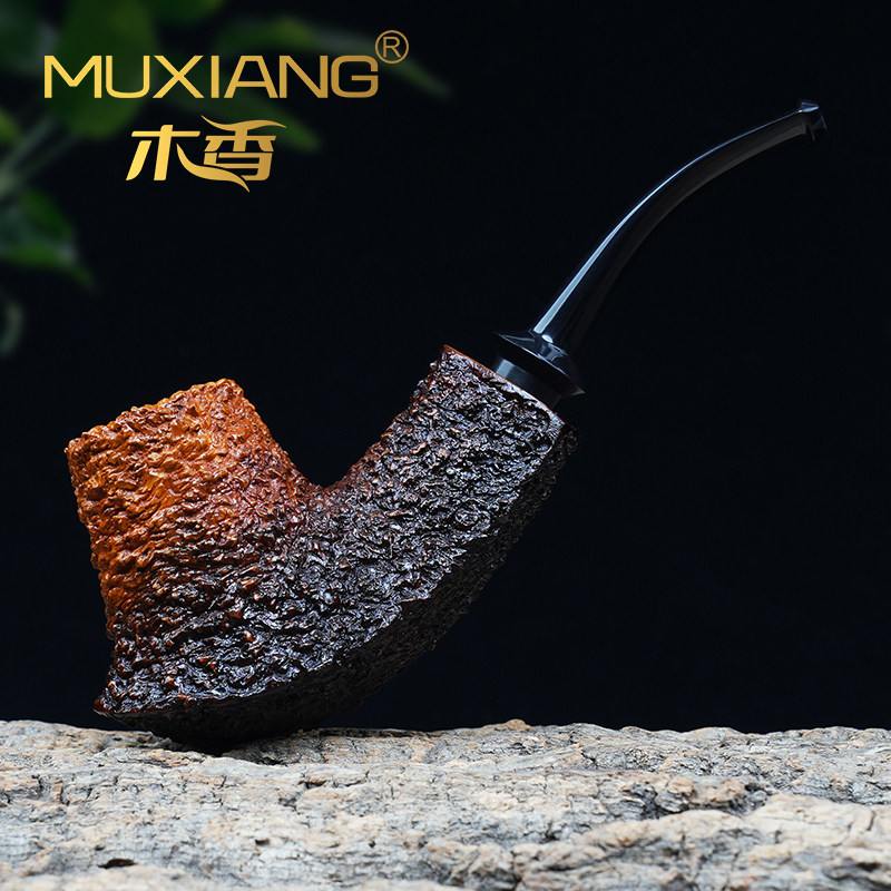 进口石楠木烟斗手工海岩雕刻实木火山斗传统老式过滤男士专用烟具