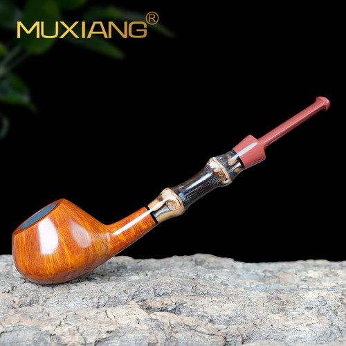 石楠木烟斗男士手工竹节烟斗直柄
