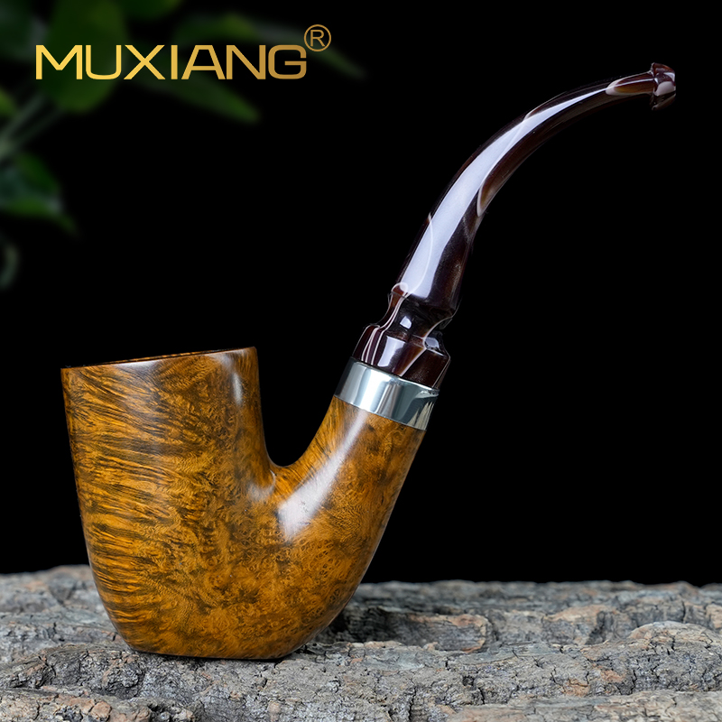 进口石楠木烟斗手工实木匈牙利大弯烟斗老式传统过滤男士专用烟具