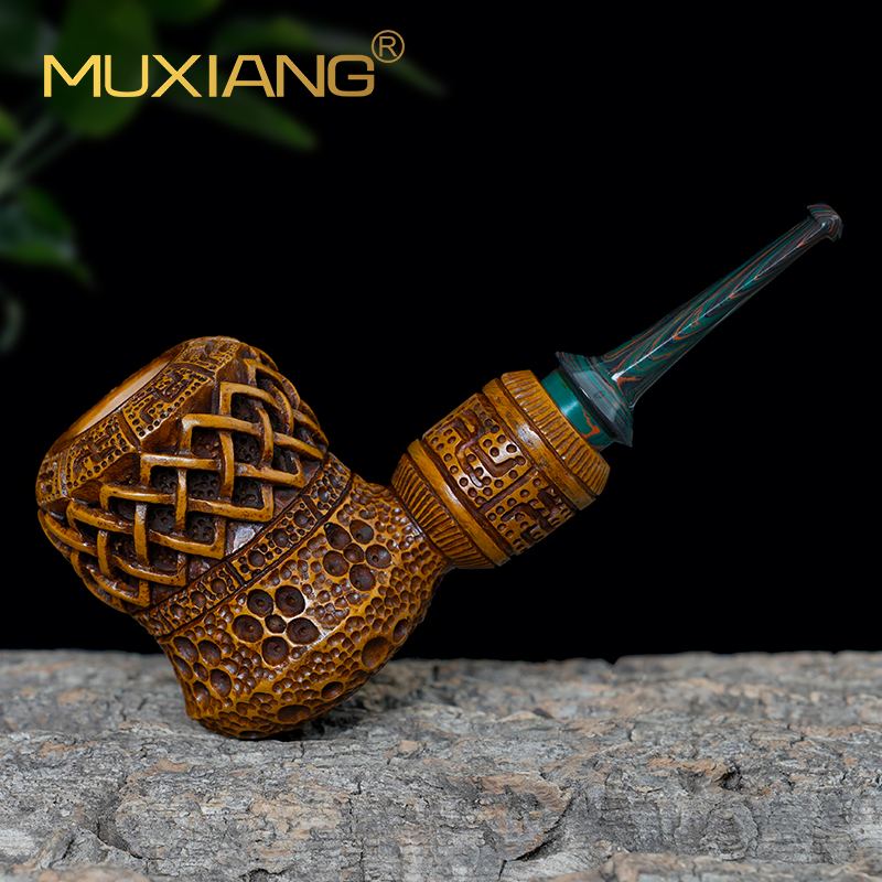 进口石楠木烟斗手工实木雕刻花篮空腔斗传统老式过滤男士专用烟具