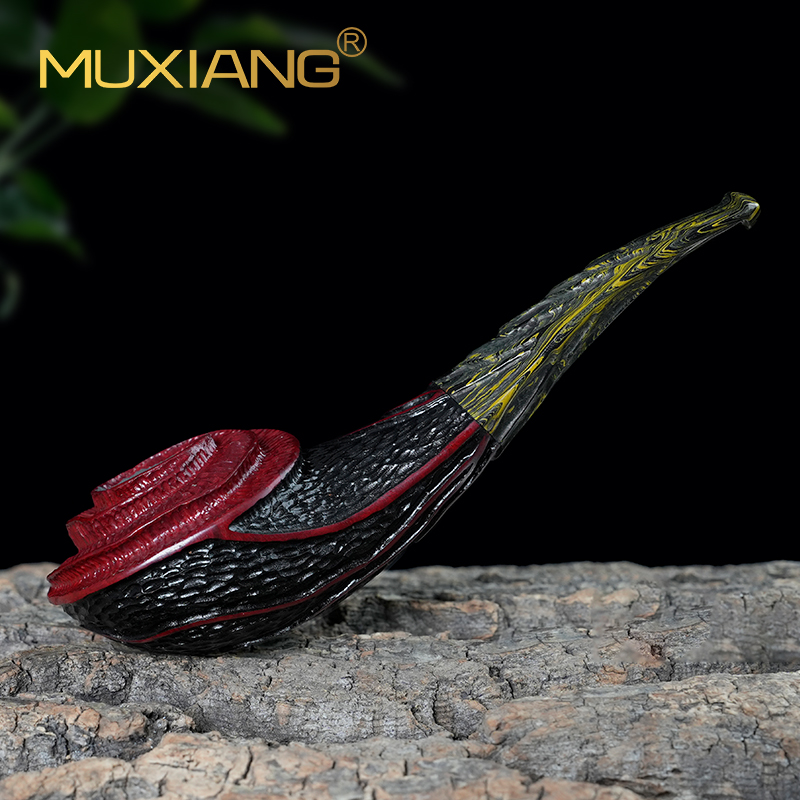 石楠木烟斗男士自由式手工雕刻玫瑰花朵斗实木老式传统过滤专用具