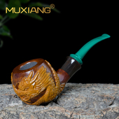 传统过滤专用烟具 手工雕刻龙斗实木老式 进口石楠木烟斗男士 自由式