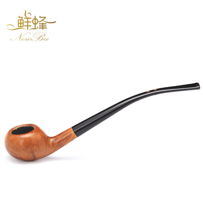 newbee 石楠木定制烟斗 手工实木长柄阅读斗小号弯式烟嘴长烟斗