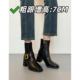 2026新款 甜履 方头粗跟短靴女黑色金属扣侧拉链显瘦增高马丁靴
