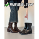 瘦瘦靴马丁靴 后拉链显瘦2026新款 甜履 复古方头粗跟短靴女冬季