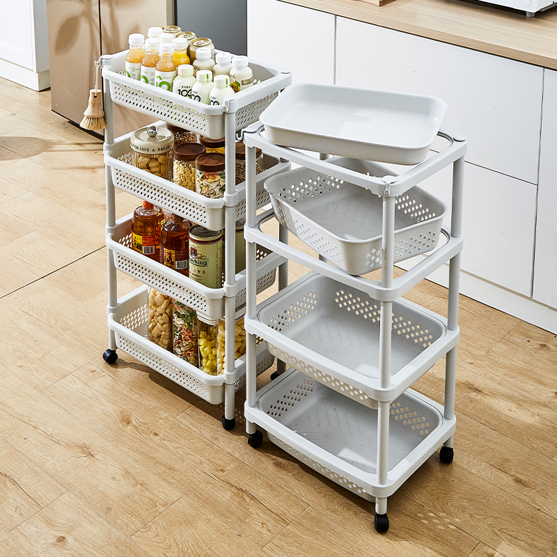 厨房置物架厚塑料玩具零食小推车多层收纳架子蔬菜篮放菜筐夹缝架
