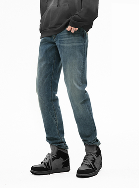 ABLE JEANS【立体修身裤】男士弹力直筒通勤修身小脚牛仔裤