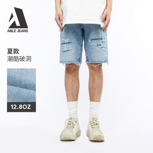 ABLEJEANS牛仔五分破洞短裤