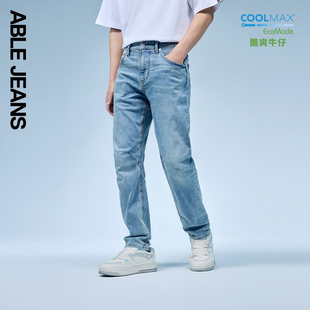 ABLE JEANS【大V裤】夏季新款酷爽牛仔薄款休闲立体膝牛仔裤男