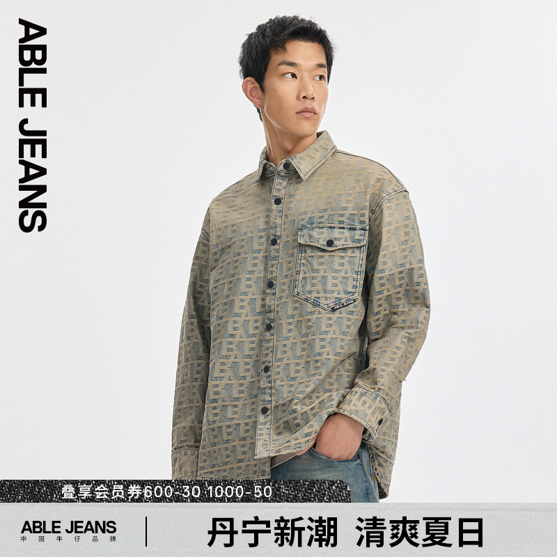 ABLEJEANS复古提花牛仔衬衫