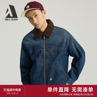 男士 ABLE 新款 2025冬季 宽松巴恩风谷仓夹克棉服牛仔外套 JEANS