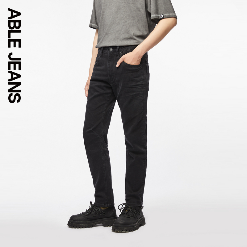 ABLEJEANS立体膝剪裁大V裤