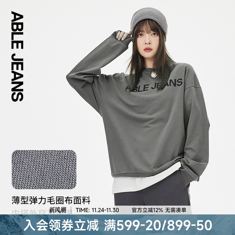 春季圆领卫衣ABLEJEANS复古宽松