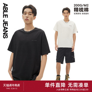 精梳棉男士 新款 摩登都市复古运动圆领T恤781466 JEANS ABLE