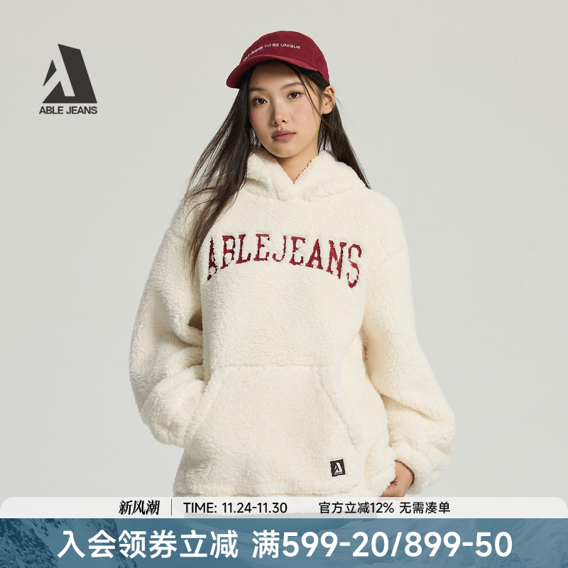ABLEJEANS连帽加绒卫衣男女款