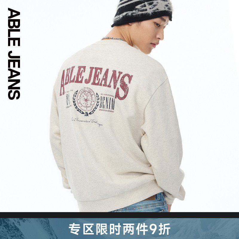 ABLEJEANS男士字母圆领卫衣女
