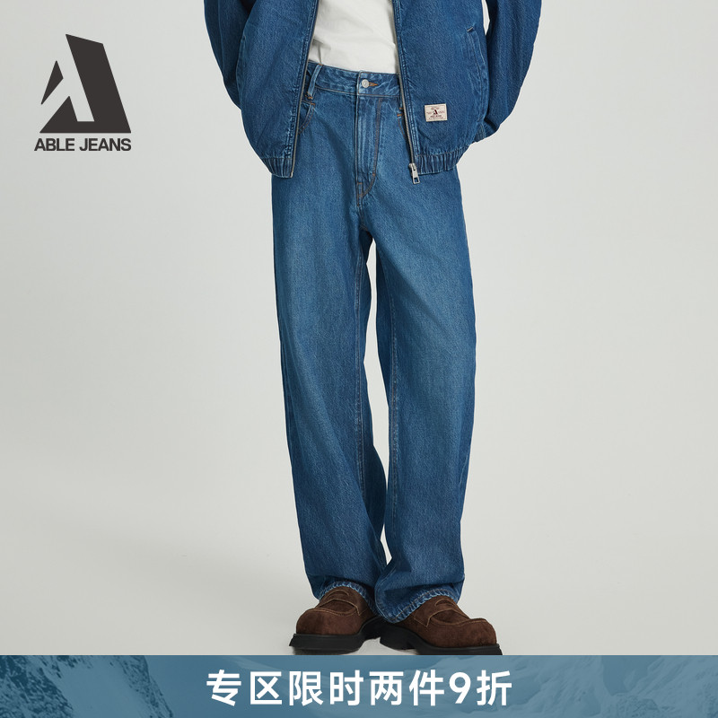 ABLE JEANS【宽松直筒裤】25秋新款男士复古宽松洗水直筒牛仔裤