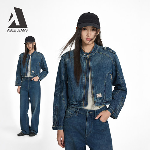 ABLEJEANS新款女士机车短款夹克