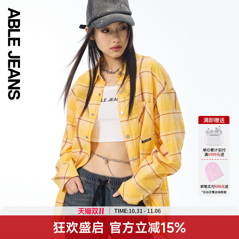 ABLE JEANS 新款女士轻薄格纹大衬衫950062