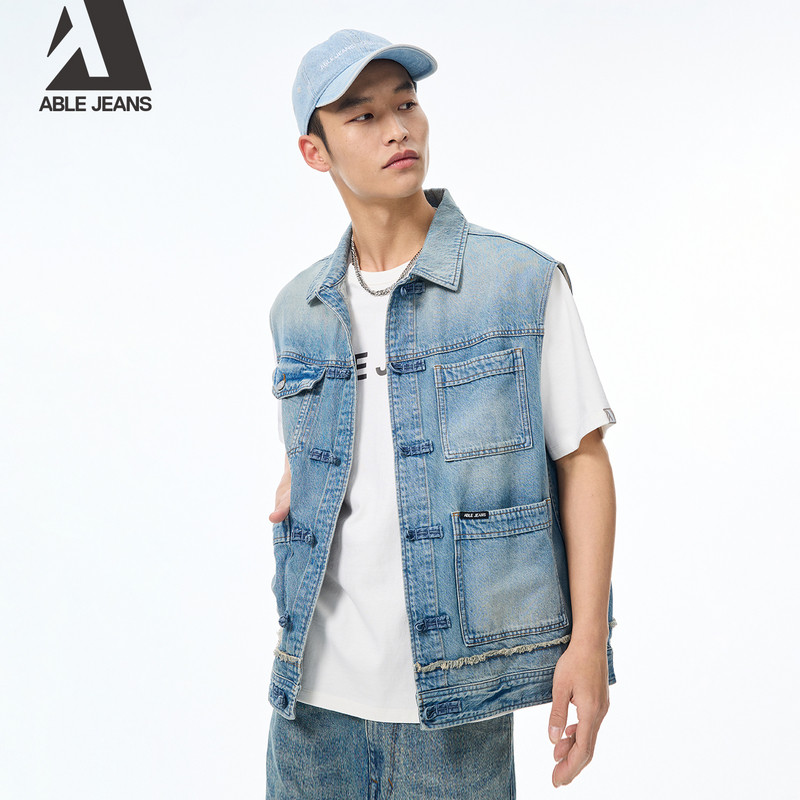 ABLE JEANS【中国想象】丝绸之路男士解构滑板潮流牛仔背心马甲