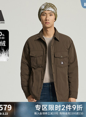 ABLE JEANS  冬季新款男士宽松保暖工装衬衫外套轻薄羽绒服