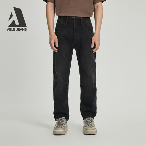 ABLEJEANS直筒滑板裤男士牛仔裤