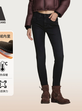 ABLE JEANS【提臀裤】冬季新款女士紧身提臀黑色小脚牛仔裤加绒