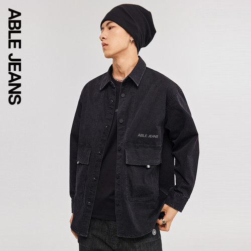 ABLE JEANS 新款男士宽松舒适城市机能徒行长袖薄款牛仔衬衫外套