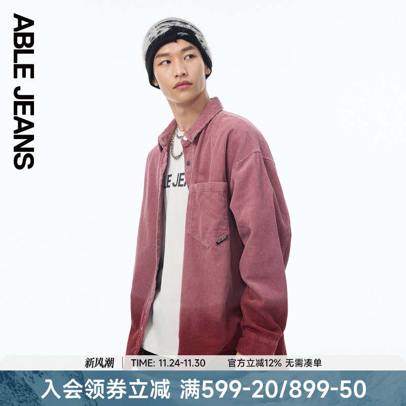 ABLE JEANS冬季新款男士灯芯绒街头大衬衫外套长袖741114