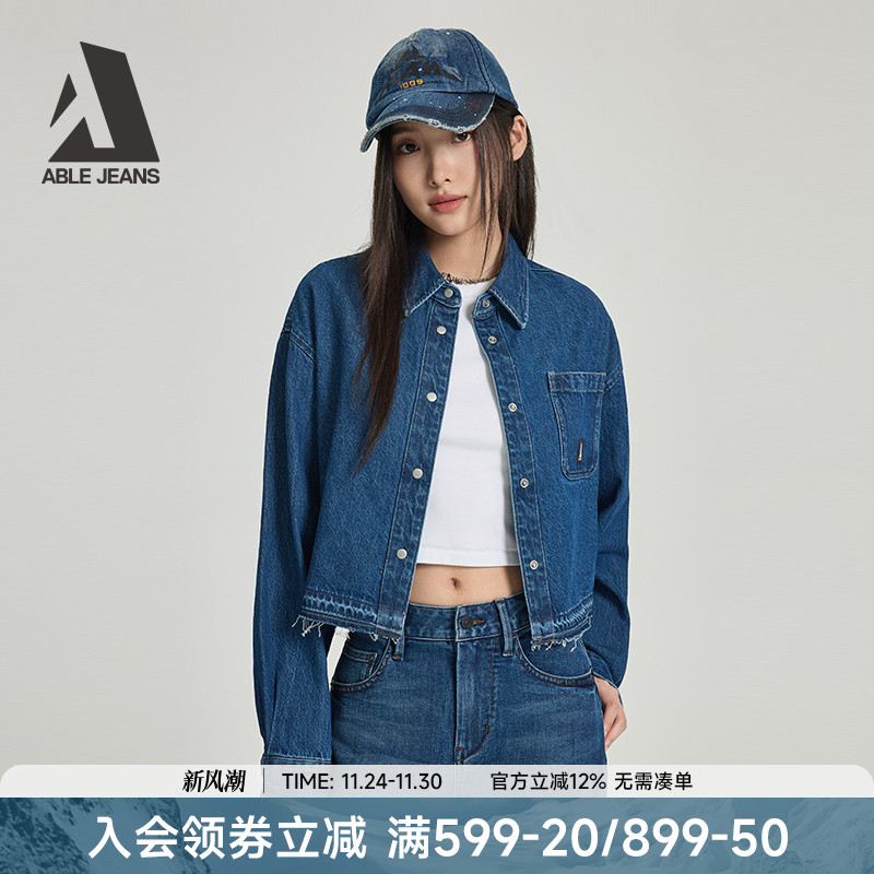ABLEJEANS新款工装复古牛仔衬衫