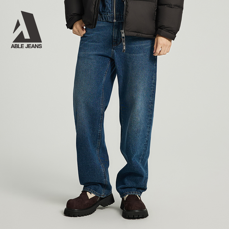 ABLEJEANS宽松直筒牛仔裤
