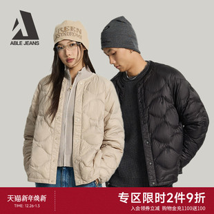 棒球领保暖简约轻量羽绒服外套情侣男女同款 ABLE JEANS25冬新款